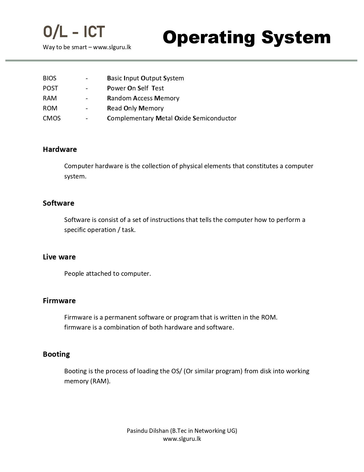 05-Operating System Grade 10 ICT